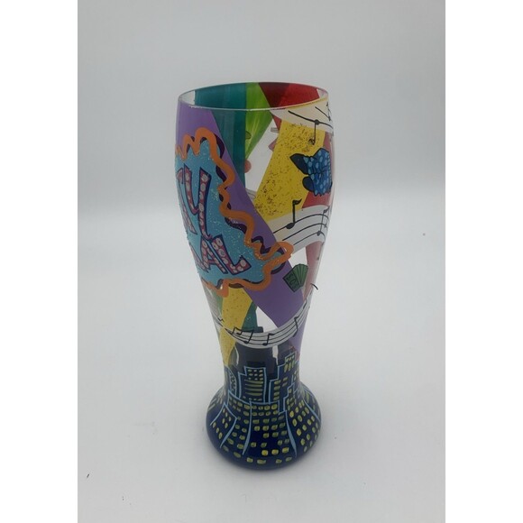 Budweiser Other - Vintage Pilsner Glass Decorated Phase”Party Animal”Music Notes & Cityscapes.